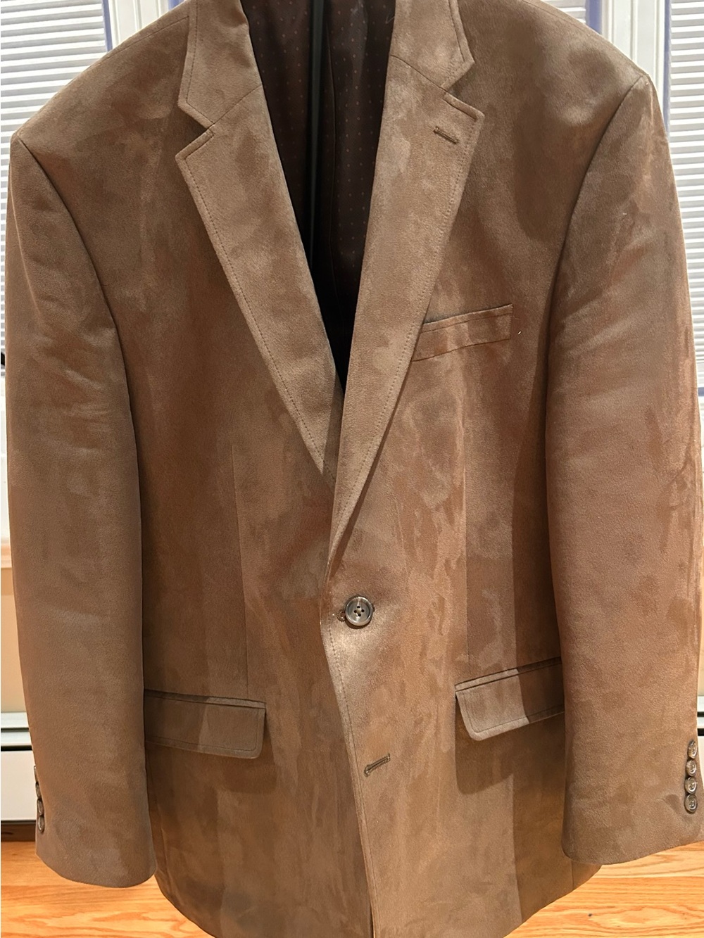 Chaps Brown Suede Sport Coat - Single-Breasted Blazer